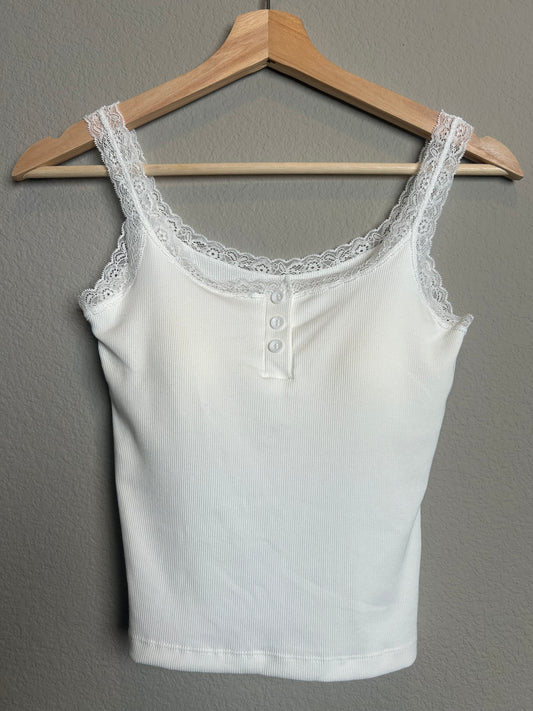White Lace Camisole - Elegant Tank Top for Layering